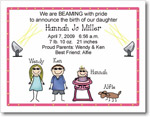 Pen At Hand Stick Figures Birth Announcements - Beaming - Girl